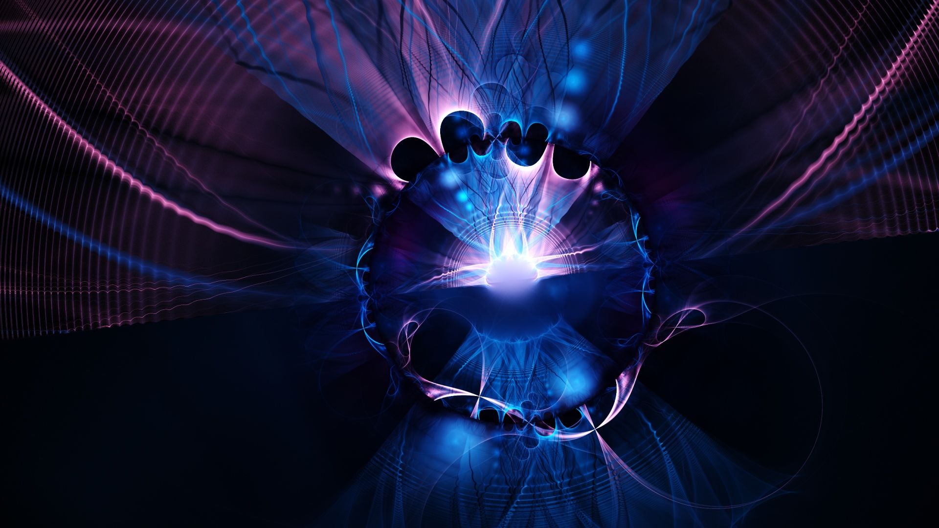 A prize wallpaper. Deep purples and blues reflect off an abstract fractal sphere.