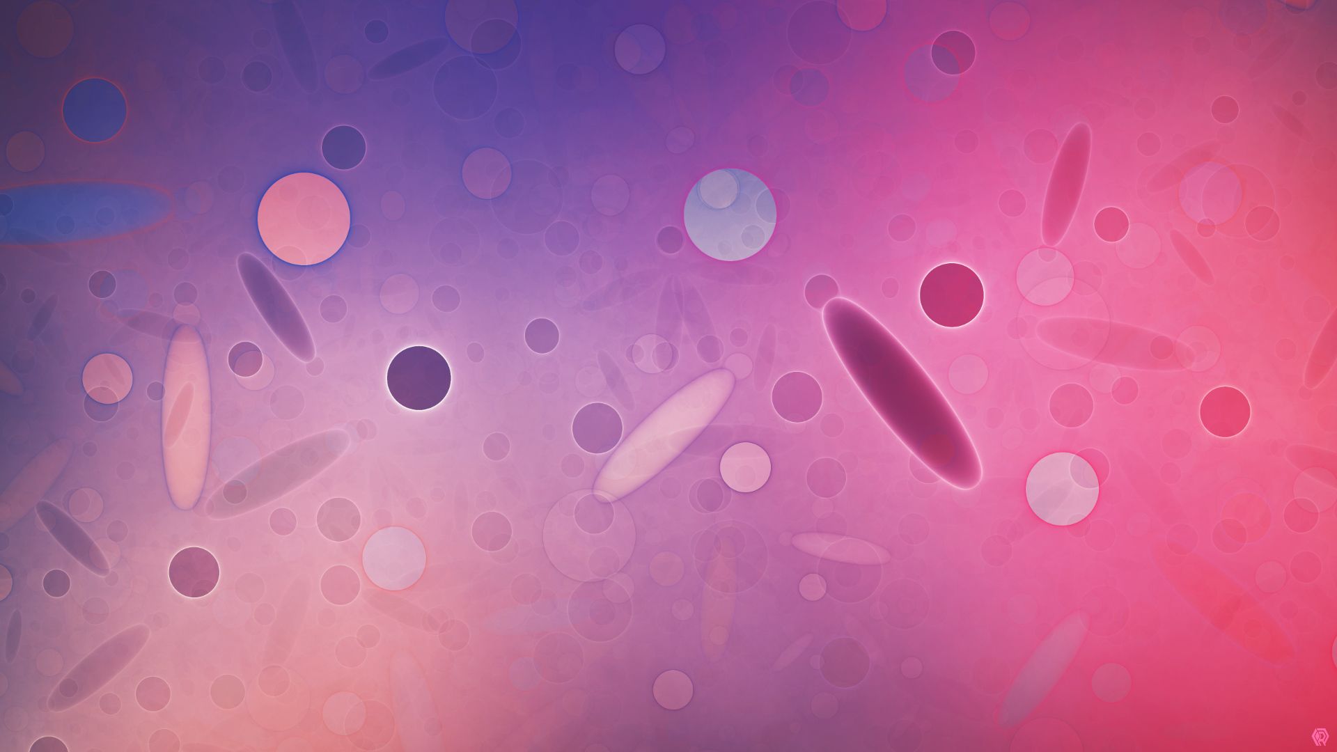Soft pinks and purples, decorated haphazardly with blurred circles and oblong shapes, resembling eye floaters.