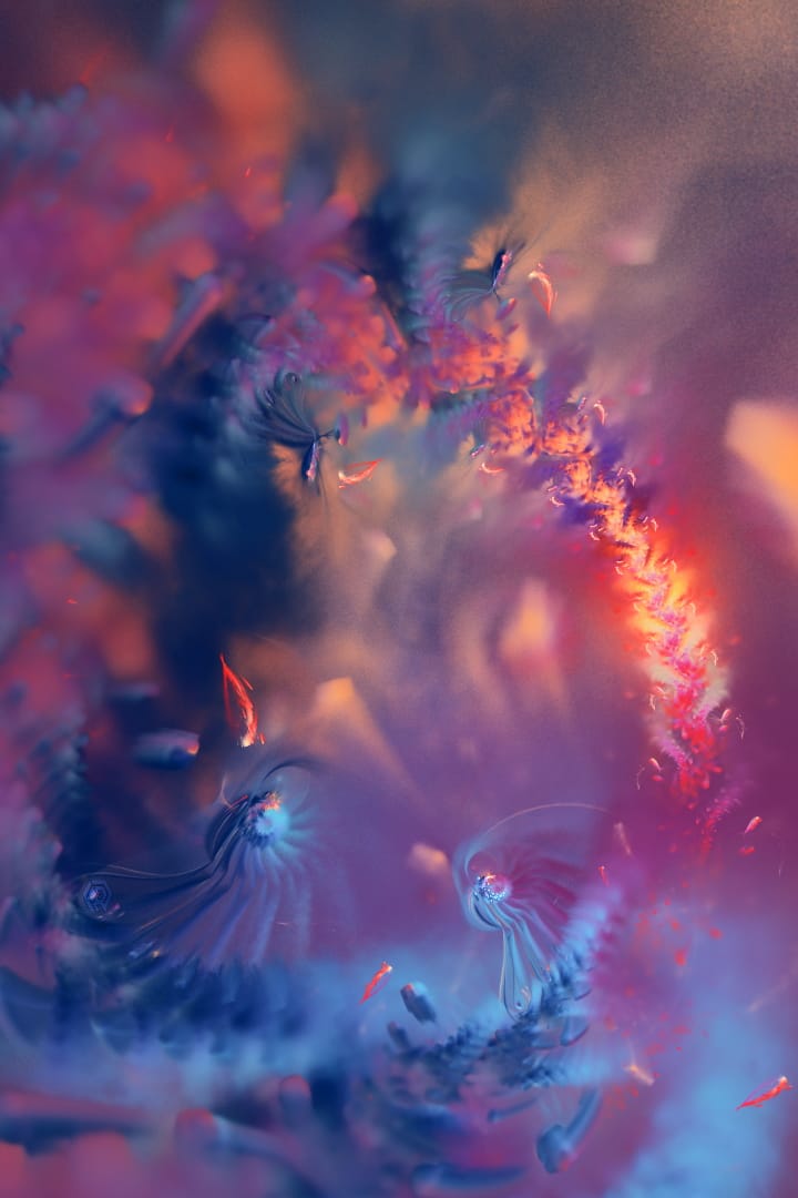 A single dragon retreats as the night falls, while many sentinels still loom.